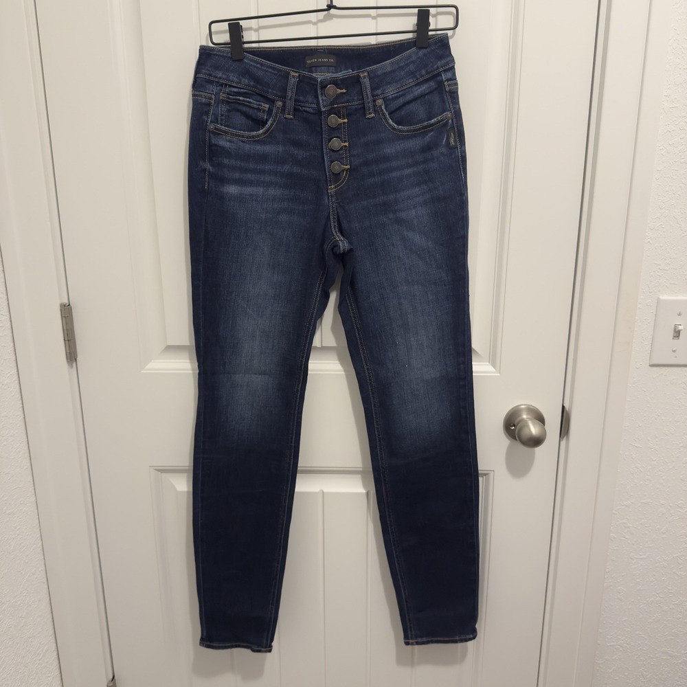 Silver Jeans Women's Suki Skinny Button Fly Dark Wash Size 29/31